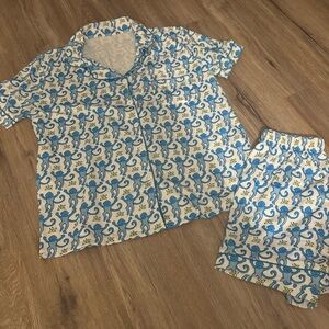 Blue and White Designer Inspired Pajama Short Set